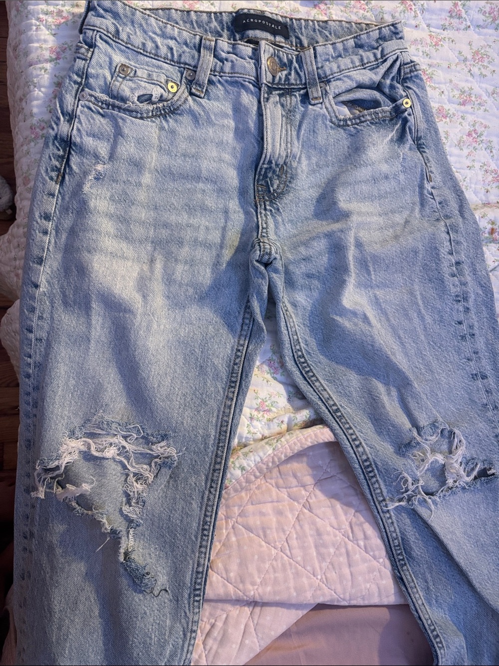 Aeropostale Light Blue Distressed Boyfriend Jeans